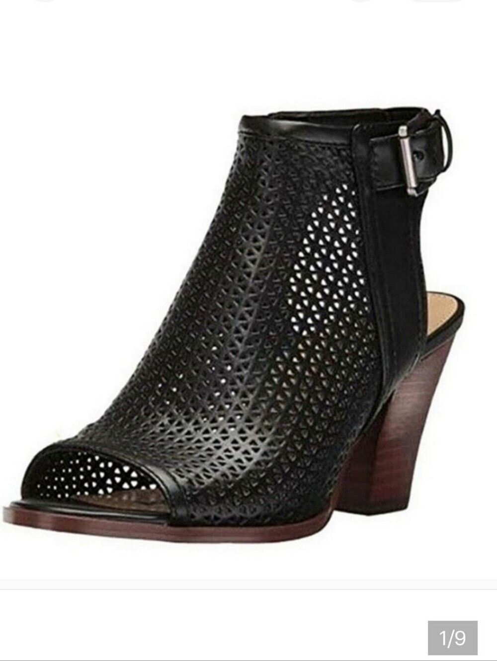 Sam Edelman Henri Open Toe Black Ankle Heel Shoes Size 6.5